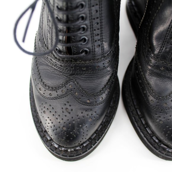 Mihara Yasuhiro Black Brogue Wedge Boots 6.5 Lace Up Platform Oxford Zip Japan - Picture 11 of 13